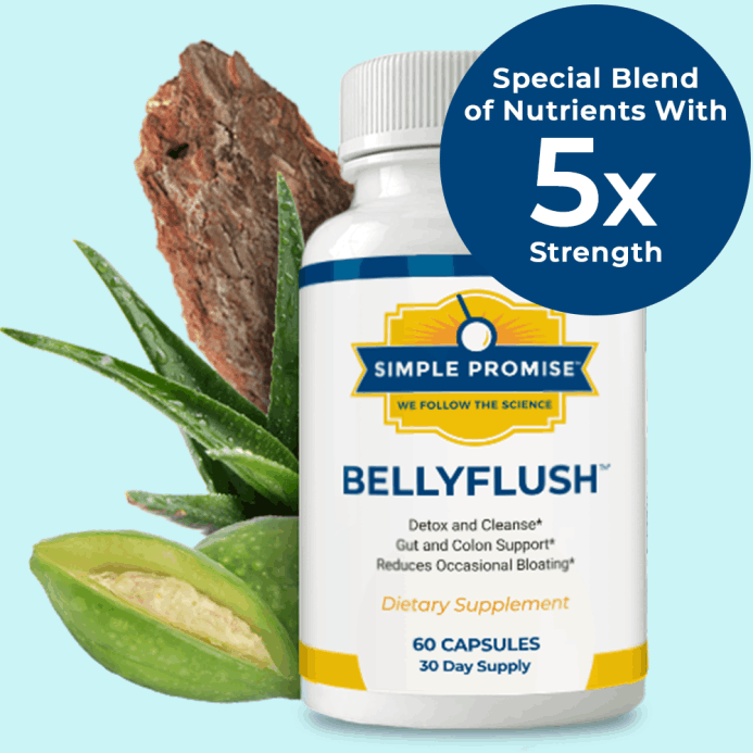BellyFlush gut detox and cleanse supplement for natural gut and colon support, reducing bloating and improving digestive health