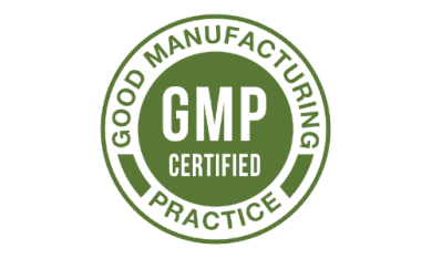 GMP certified BellyFlush dietary supplement badge showing high-quality detox and cleanse standards for gut and colon support